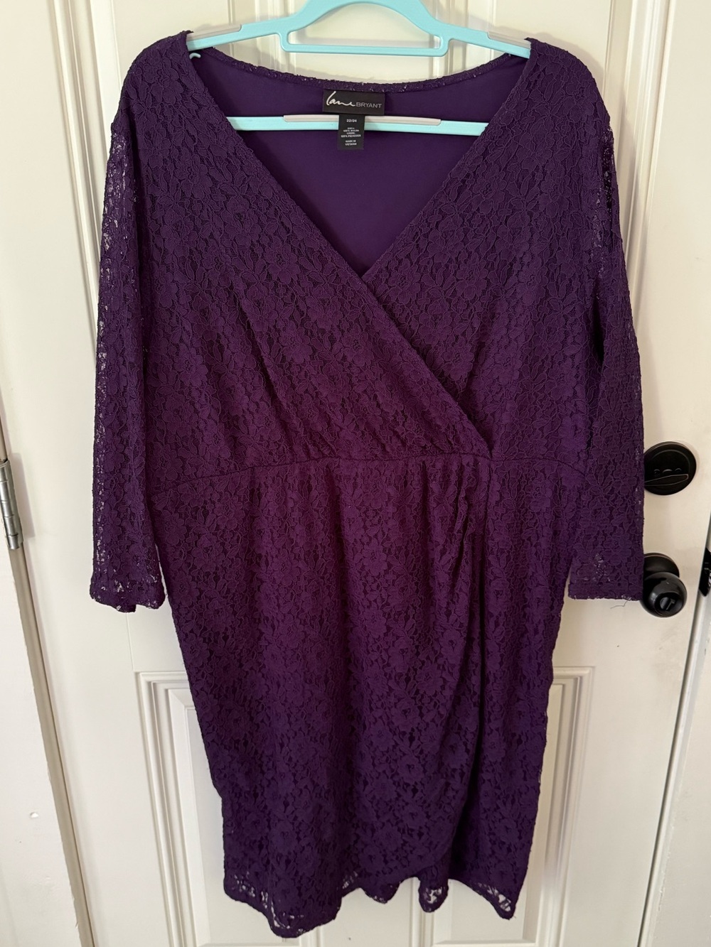 Lane Bryant Deep Purple Lace Wrap-Style Dress